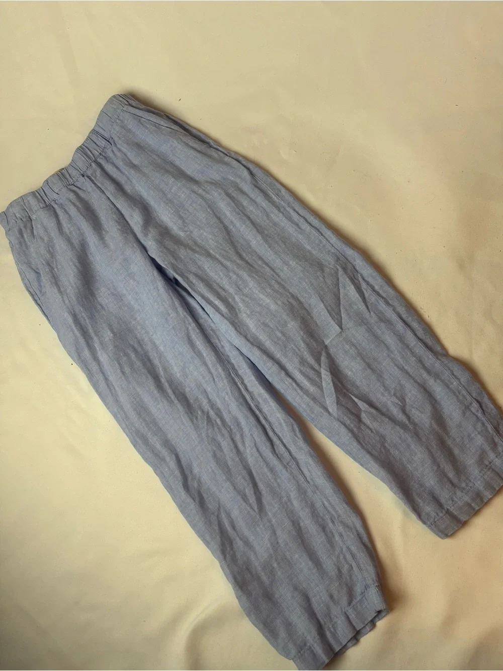 Quince European Linen Crop Pants French Blue  Women’s Small Pull On Pockets